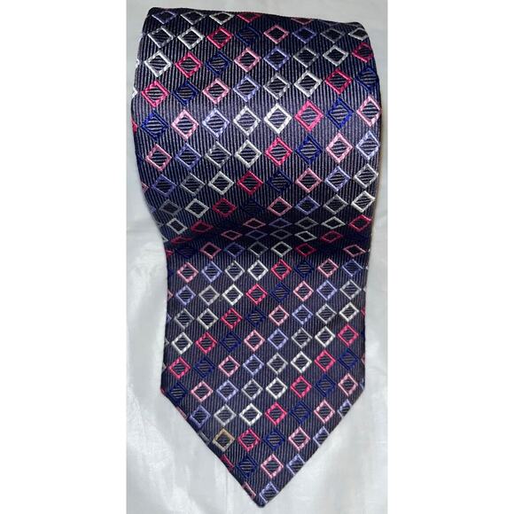 Hilditch & Key All Silk Tie ~ Purple & Pink Squares ~ Necktie - Picture 7 of 7